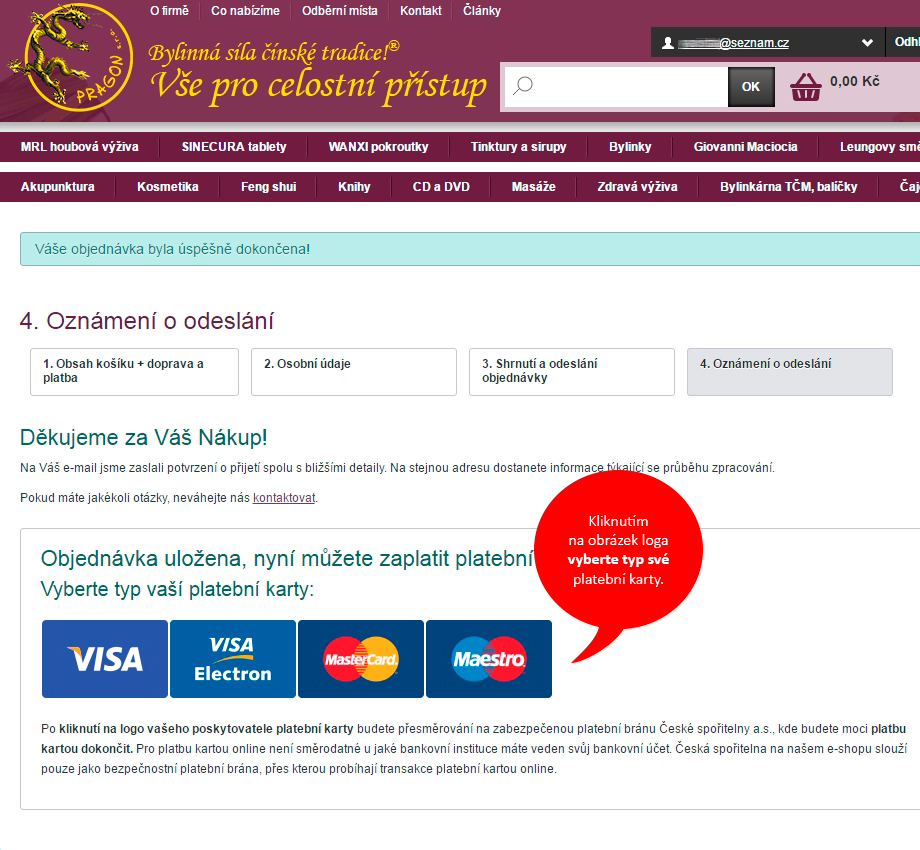 Obrázek k FAQ - Jak mám postupovat při platbě kartou online?